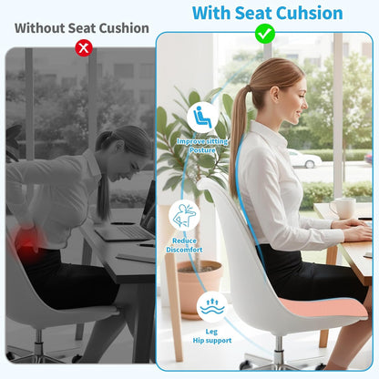 TranquilRelax Large Seat Cushion, Memory Foam Cushion for Long Sitting Hours on Office Chair, Home & Car, Non-Slip Chair Pad for Relieving Back & Sciatica & Hip & Coccyx Pain (Pink)