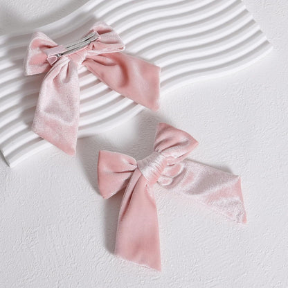 2pc Light Pink Hair Bows 4" Soft Velvet Ribbon Bowknot Alligator Clip for Teen Toddler Baby Girls Kids Women Birthday Tutu Dress Ponytail Decor Accessory Valentines Gift