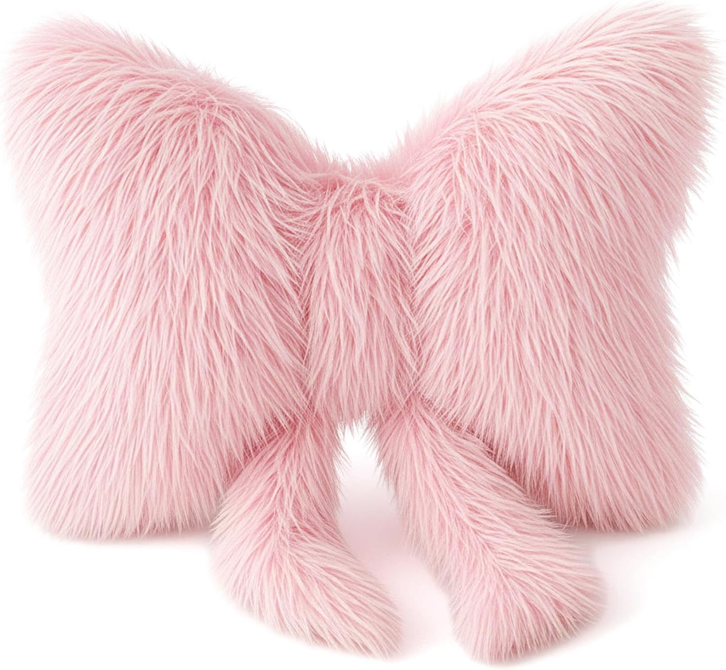 1 Pc Pink Bow Pillow Bow Shaped Decorative Throw Pillow Soft Cute Cushion for Bed Couch Living Room Decor Women Gift (Plush Faux Fur,16 x 12 Inch)