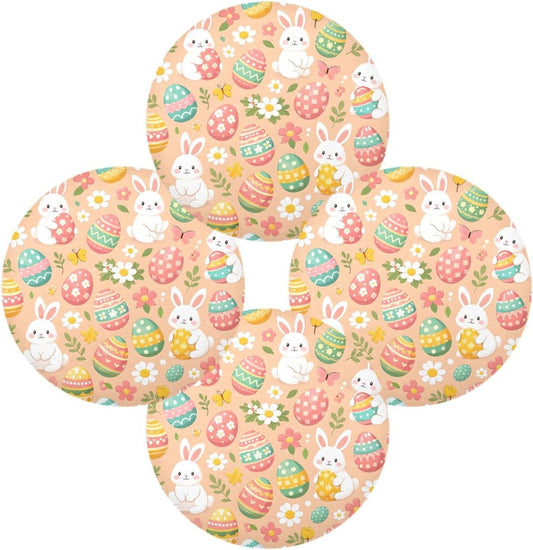 Easter Eggs Pattern Peach Place Mats Set of 4, 15 Inch Round Placemats Washable Non-Slip Table Mats for Kitchen Dining