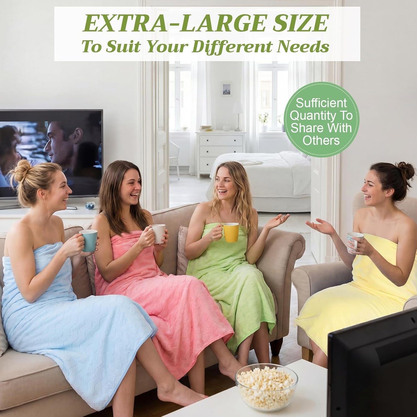 4 Pcs Extra Large Bath Towel for Adult 40''x80'' Oversized Microfiber Absorbent Shower Sheet Set Soft Pastel Wavy Striped Coral Fleece Quick Dry Blanket for Bathroom Body Beach Yoga Spa