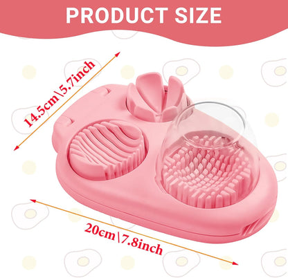 3 Slice Modes Egg Slicer for Hard Boiled Eggs, Stainless Steel Egg Cutter, 3-in-1 Kitchen Chopper Tool, Pink