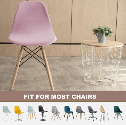 Pack of 4 Velvet Mid Century Modern Dining Chair Covers, Armless Chair Cover,Living Room Side Chair Slipcovers (Pink)