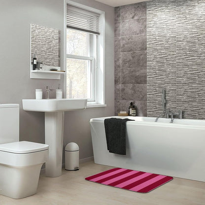 Pink Stripe Prints Bathroom Rugs, Non Slip & Absorbent Bath Mat Carpets for Bathroom, Entryway or Sink 16" x 24"