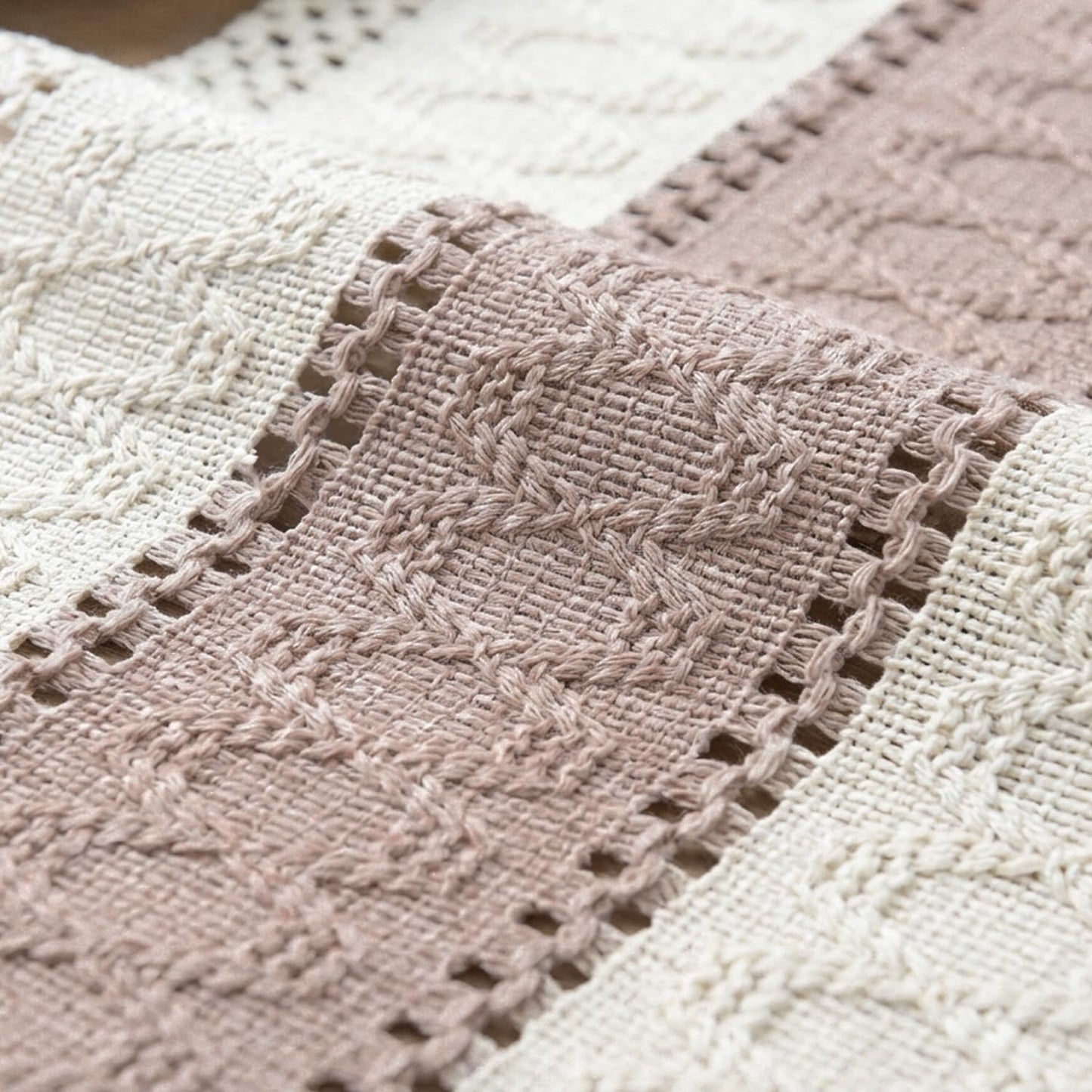 Artoid Mode Pink Farmhouse Rustic Table Runner, Seasonal Holiday Hollow Kitchen Dining Table Decoration for Home Party Decor 12x72 Inch