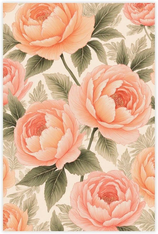 Lyrkothyn Vintage Peach Floral Wall Art Botanical Flower Print Home Decor Cool Artworks Painting Wall Art Canvas Prints Hanging Picture Home Decor Posters 12x18inch(30x45cm) Unframe-style
