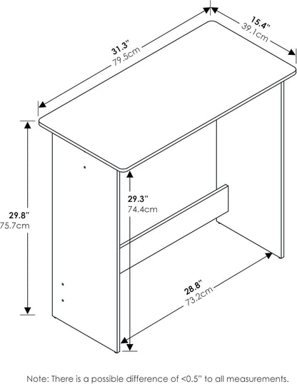 FURINNO Simplistic Study Table, Pink, 15.5 in x 31.5 in x 29.75 in (D x W x H)