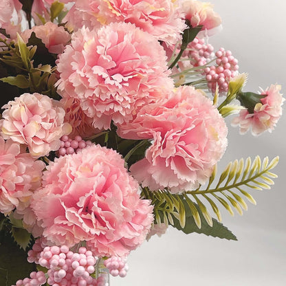 SNAIL GARDEN 16 Large Blooms Artificial Carnations Bulk with 24 Mini Blooms,Silk Pink Carnations Artificial Flowers with 2 Sizes Blooms & Leaves for Mothers Day Wedding Home Decor