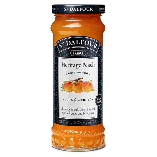 St. Dalfour Heritage Peach Fruit Spread - 10oz - 100% from Fruit, No Artificial Ingredients, Non-GMO, No Cane Sugars, All Natural, Made in France
