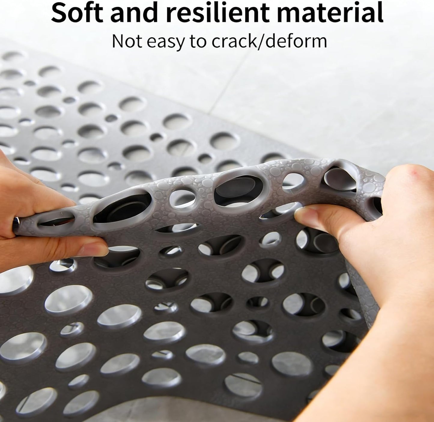 Shower Mat, Secure Shower Mats Easy to Clean, Bathtub Mat Non Slip with Suction Cups and Drain Holes, Soft Textured Design for Inside Shower Easy Dry&Cut (Pink,M (70 * 38cm))