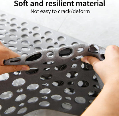 Shower Mat, Secure Shower Mats Easy to Clean, Bathtub Mat Non Slip with Suction Cups and Drain Holes, Soft Textured Design for Inside Shower Easy Dry&Cut (Pink,M (70 * 38cm))
