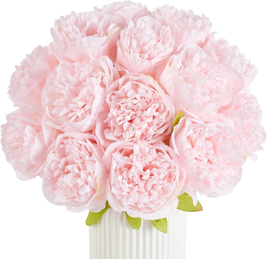 SITUMEIZI 10PCS Artificial Peony Flowers, Real Touch Fake Silk Bouquet with Stems for Home Mothers Day Wedding Party Centerpieces Table Decoration Indoor(Light Pink)