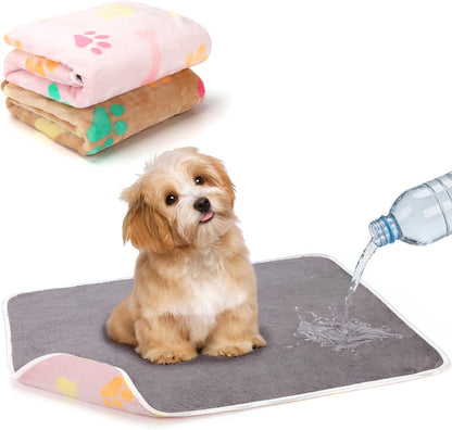 YUEPET Waterproof Dog Blankets, 2 Pack Washable Dog Blankets for Bed Couch Sofa Protector Fleece Flannel Puppy Blanket Soft Plush Reversible Throw Blanket for Medium Dogs Cats 30"×20"(Pink+Brown)