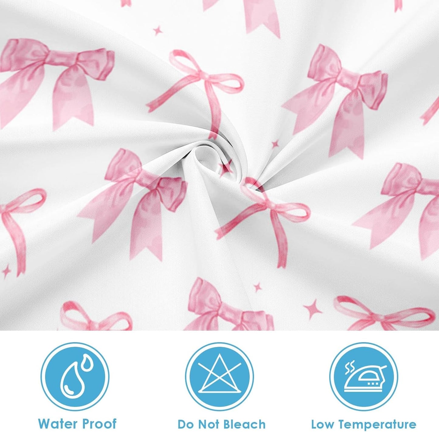 Shower Curtain and Liner Set, Cute Pink Bow Modren Shower Curtain and Liner with Double-Sided Stainless Steel Hooks, 3-in-1 Waterproof Fabric for Bathroom, 72x72 Inch