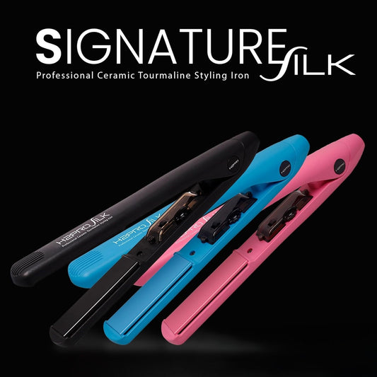 H2PRO Signature Silk Series 1 Inch Diamond Nano Hi-Tech Tourmaline Ceramic Straightening Flat Iron - Cutting Edge Professional Flat Iron for All Hair Types (Pink)
