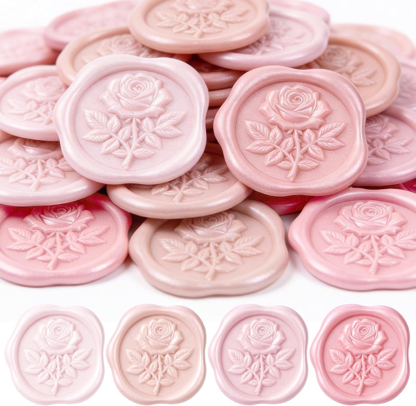 60 Pcs Wax Seal Stickers Rose Envelope Seals Wedding Botanical Wax Stickers for Wedding Engagement Party Favor Invitations Scrapbooking Gift Wrap(Pink Series,Rose)
