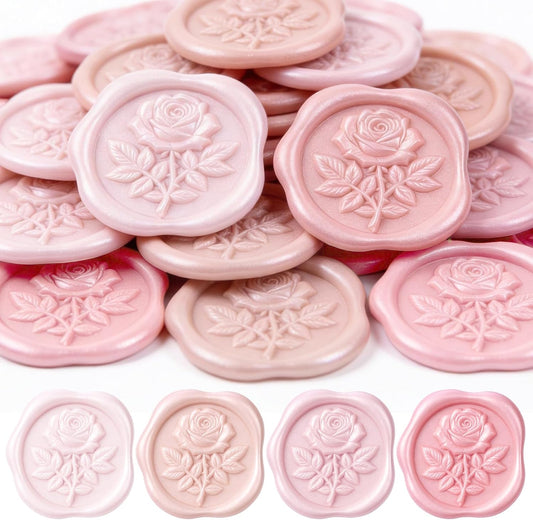 60 Pcs Wax Seal Stickers Rose Envelope Seals Wedding Botanical Wax Stickers for Wedding Engagement Party Favor Invitations Scrapbooking Gift Wrap(Pink Series,Rose)