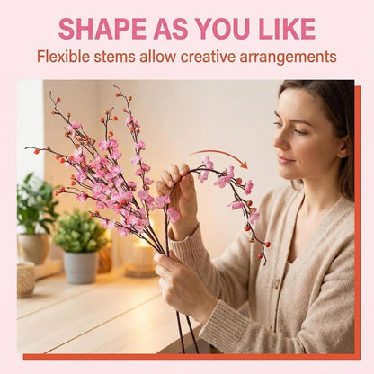 8pcs Pink Cherry Blossom Branches Artificial Flowers for Winter Spring Indoor Decoration, 36" Plum Fake Peach Plants for Wedding Home Office Bedroom Party Decor (Pink, 36in)