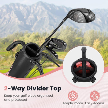 ULTIMATE Golf Stand Bag, Lightweight Sunday Golf Bag w/2 Way Top Dividers, Pocket & Bottle Holder, Pitch n Putt Small Golf Bag for Driving Range, Par 3, Executive Courses