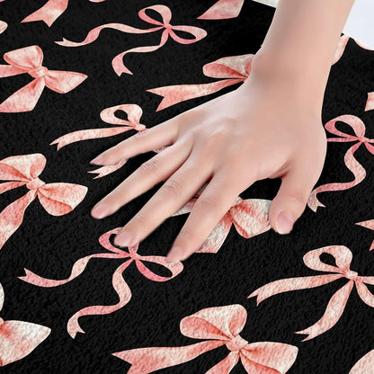 Feelyou Bow Bathroom Rugs Cute Kawaii Peach Pink Bowknot Bath Mats Dreamy Princess Bow-tie Style Bathroom Accessories Floor Doormats 20"x32" Soft Microfiber