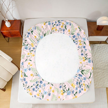 Erosebridal Country Wildflower Sheet Set Full Peach Pink Floral Bed Sheets for Kids Boys Girls Bohemia Flat Fitted Sheet Botanical Sheets 3 Pcs