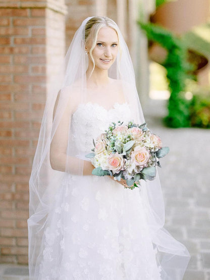 Rinlong 10.6 Inch White Pink Wedding Bouquets for Bride Bridal Bouquet for Wedding Artificial Bouquets Silk Flowers