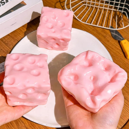 Yellow Squeeze Cheese Squishy - Squeeze Luck Cheese Squishy Skin Soft , Soft Novelty Slow Rising Sensory Cheese Stress & Anxiety Relief Fidget Toys (Pink, M(6cm))