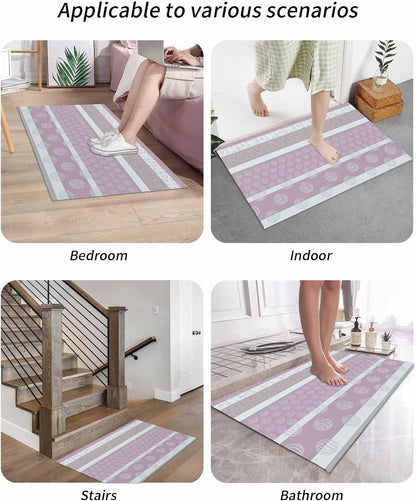 Farm Fruits Door Mat Indoor/Outdoor Entrance, Non Slip Welcome Floor Mats, Watermelon Lemons Peach Pink Grey Striped Absorbent Rug Shoes Scraper Low Profile Front Door Mat for Patio Porch 18"x30"