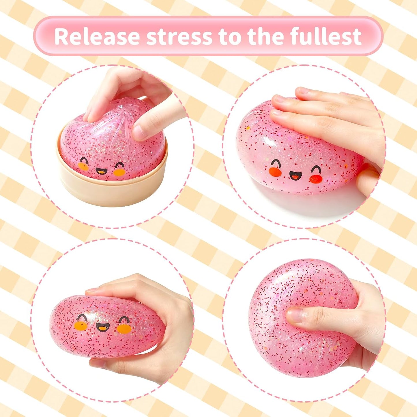Dumpling 2026 New Glitter Soft Box, Stress Relief, Soft Squeeze Decompression Dough, Dumpling Soft for Stress Relief (Transparent Pink)