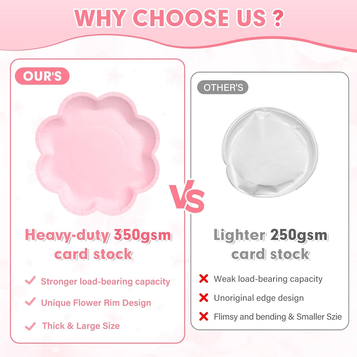 350 Pcs Pink Paper Plates and Napkins Set, Tableware Set for 50 Guests Include Disposable Pink Scalloped Plates, Napkins, Cups, Knives, Forks & Spoon for Baby Shower Wedding Bridal Shower Birthday