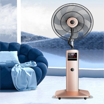 Pedestal Oscillating Fan Standing Misting Fan with 3-Speed, Humidifying Misting Fan with Remote Control, Intelligent Control Panel, 12-hour Timer, for Bedroom, Living Room, Terrace, Study, Office(Pink