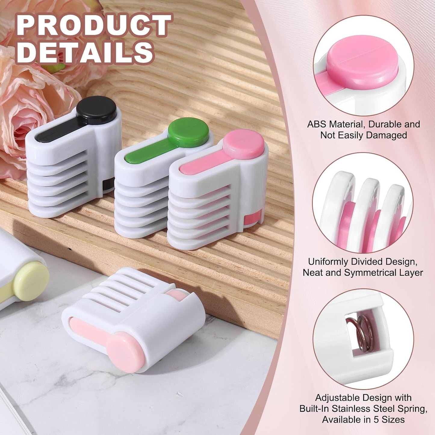 uxcell 2 Pcs Cake Leveler Slicer, DIY Cake Slicer, 5 Layers Bread Leveler Cutter Kitchen Fixing Tools for Bread Toast Desserts Pastry DIY Baking, Pink