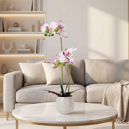 Fake Orchid in Vase Artificial Orchids That Look Real with Pot Artificial Flowers for Home Decor (Pink)