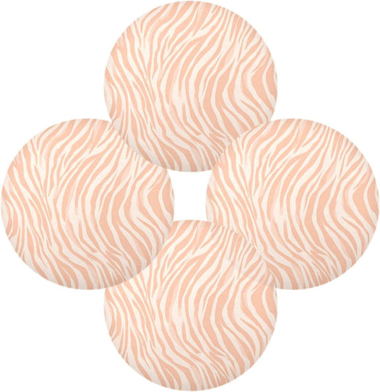 Round Placemats Pattern Peach Zebra Print Table Mats Washable Non-Slip Heat Resistant Place Mats for Dining Table Home Decoration Tray Mat 15.4"X15.4", Set of 1