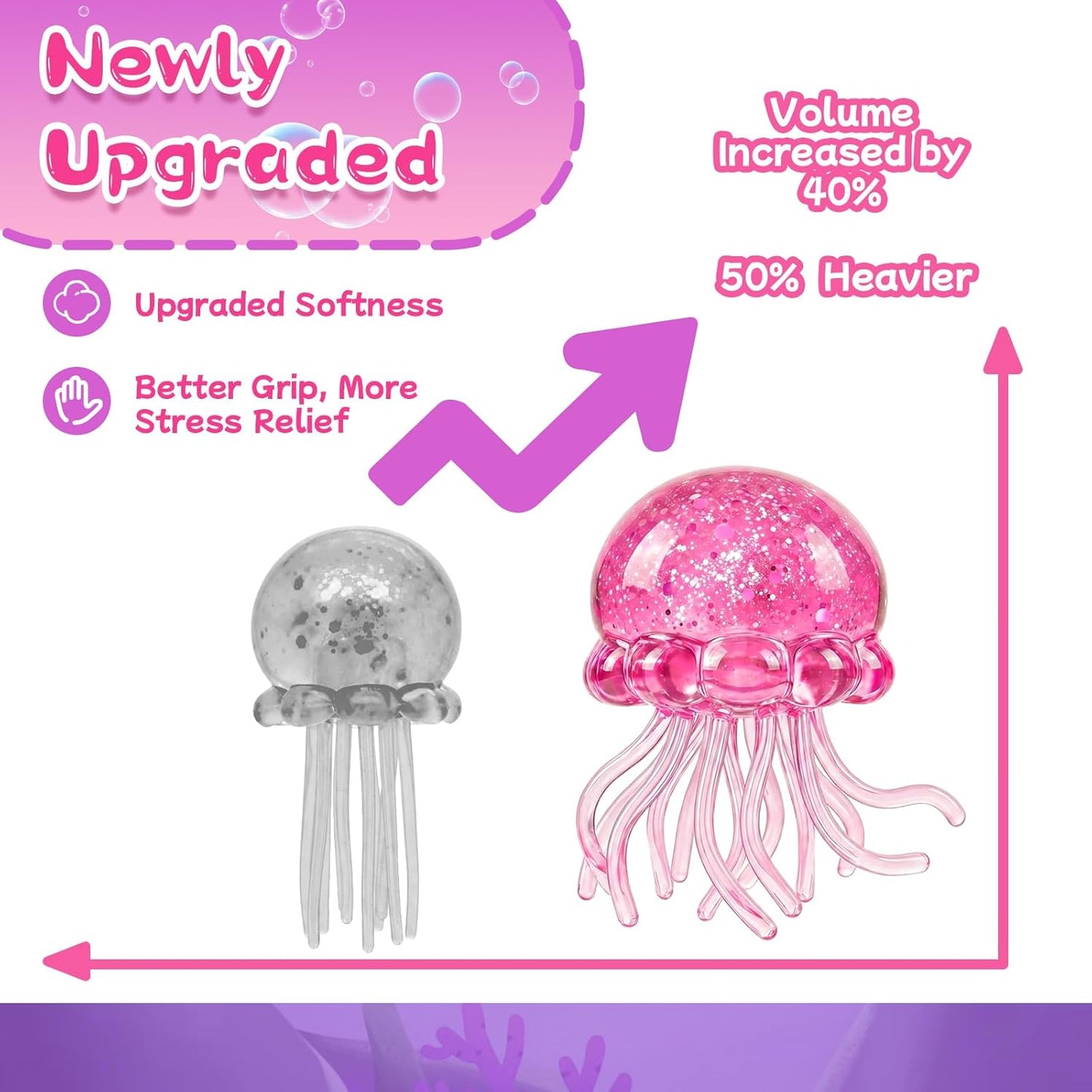 Jellyfish Squishy Squeeze Toys for Boys Girls, Ultra Soft Sensory Fidget Toys for Kids Adults, Slow Rise Stress Balls Stress Relief for Autism, Office Desk Toys Party Favors Birthday Gifts (Pink)
