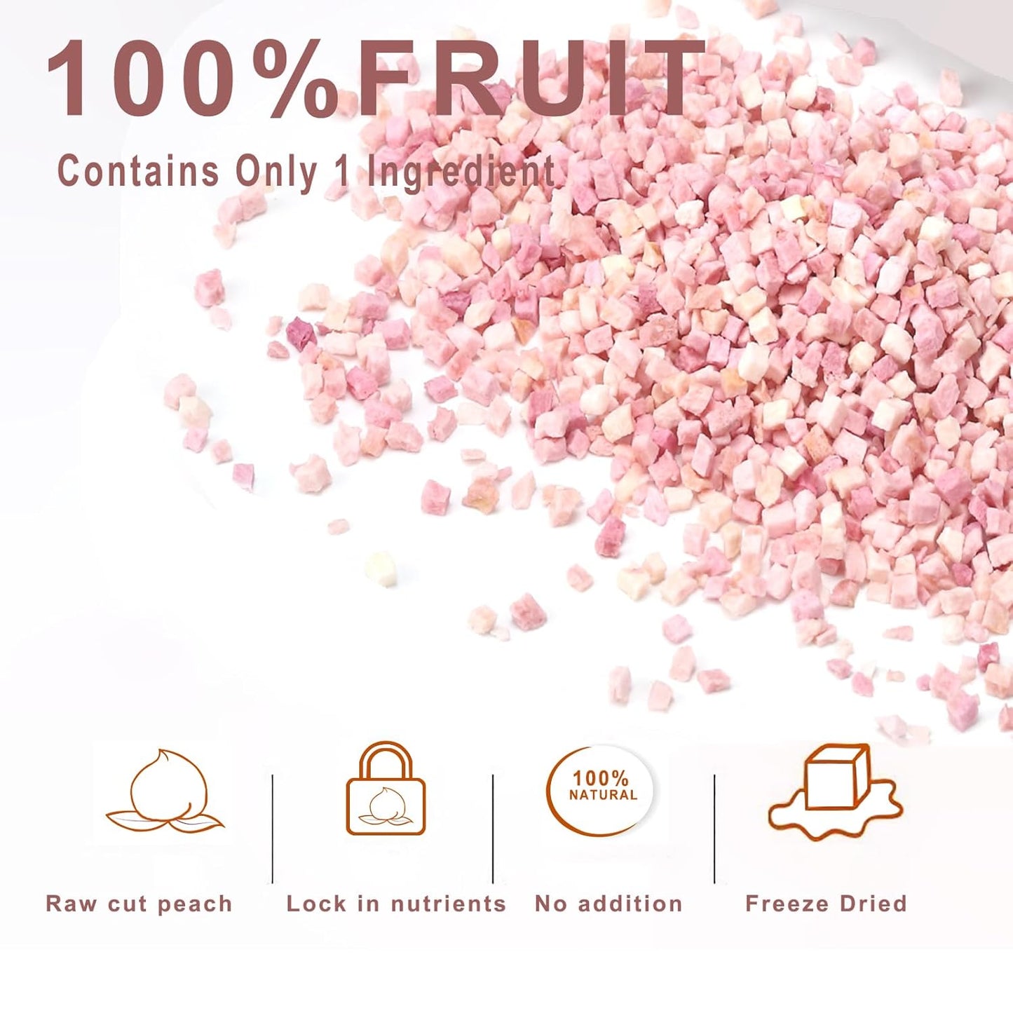 Freeze Dried Diced Peaches 220g/7.76oz 100% Natural, No Additives.for Baking,Tea,Smoothie, Yogurt,Cake Decoration Ingredients