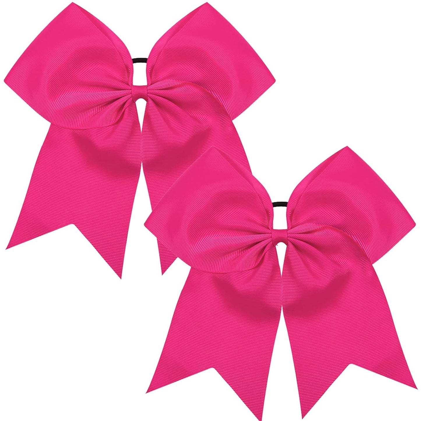 2pcs Large Cheering Bows 8 Inch Pink Cheerleading Bows with Elastics Hair Ties Bands Ponytail Holder for Cheerleader Softball Football Competition College Sport