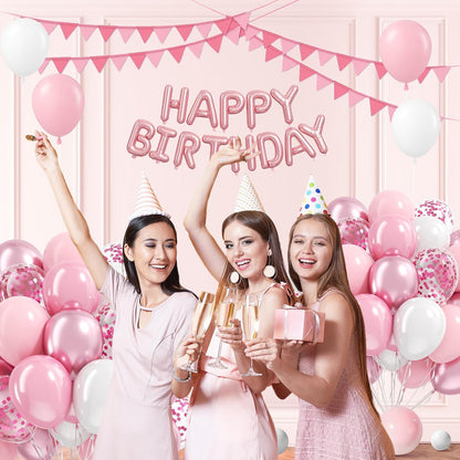 Light Pink and White Balloons, 60pcs 12inch Pearl Light Baby Pink Confetti White Balloons for Wedding Bridal Shower Baby Shower Pink Birthday Decorations