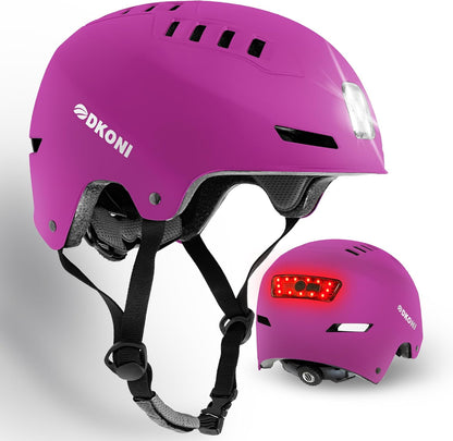 DKONI Bike Helmet with LED Lights Bicycle Helmets Commuter Cycling Helmet USB Rechargeable Front & Back LED Light Helmet for Adult Men Women