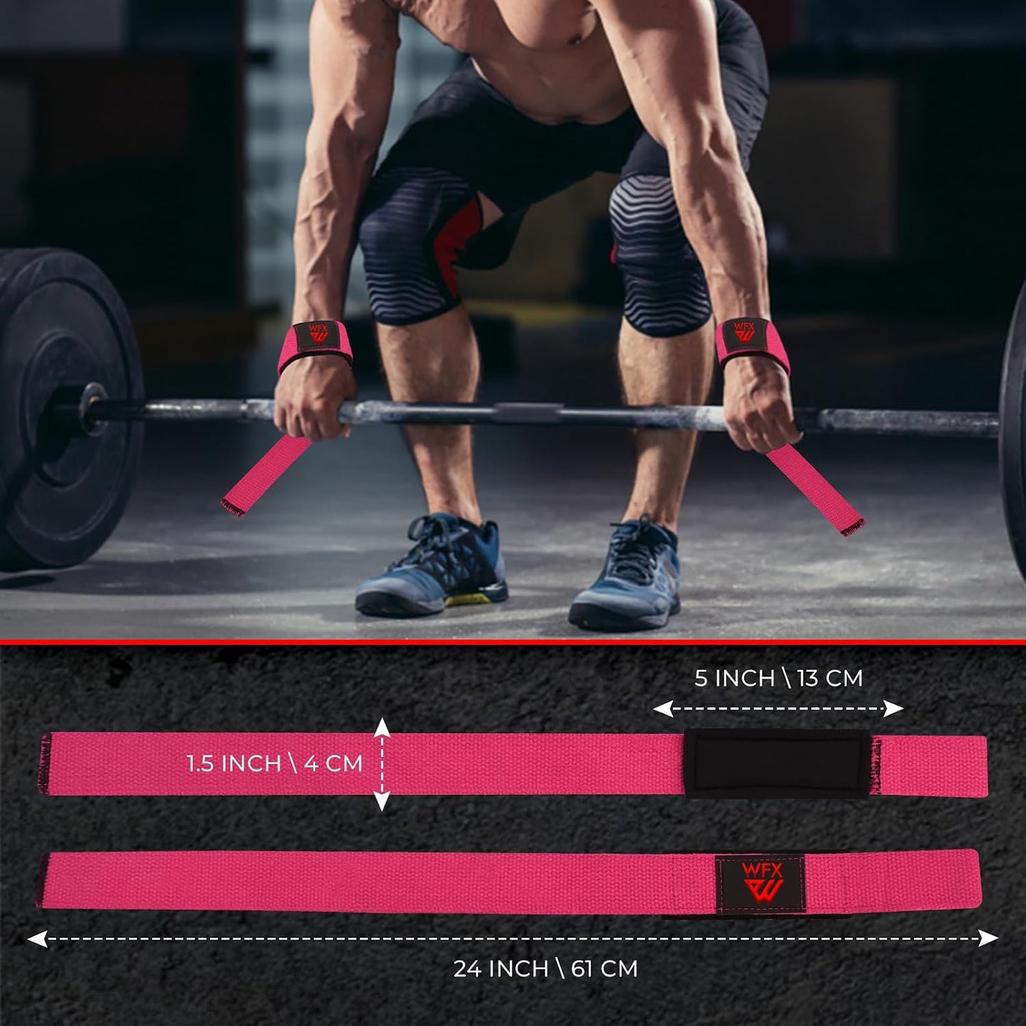 Weight Lifting Straps Wrist Support Padded Neoprene Gym Cross Training Hand Bar Weightlifting Straps Fitness Bodybuilding Power Exercise Grips Deadlift Men Women