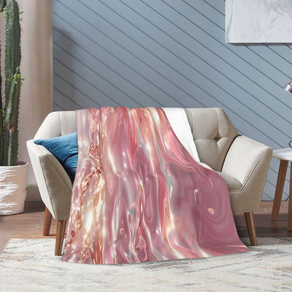 Pink Shiny Water Ripples Throw Blanket 80"X60" All Season Cover Ultra Soft Fleece Fuzzy Fannel Blankets for Couch,Bed Living Room Travel & Home Decor