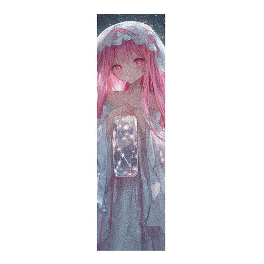 Cute Peach Cartoon Anime Girl Designed Grip Tape Skateboard Decorative Anti-Tearing Anti-Tearing Grip Tape Cruiser Board lija para patineta 33×9 Inch
