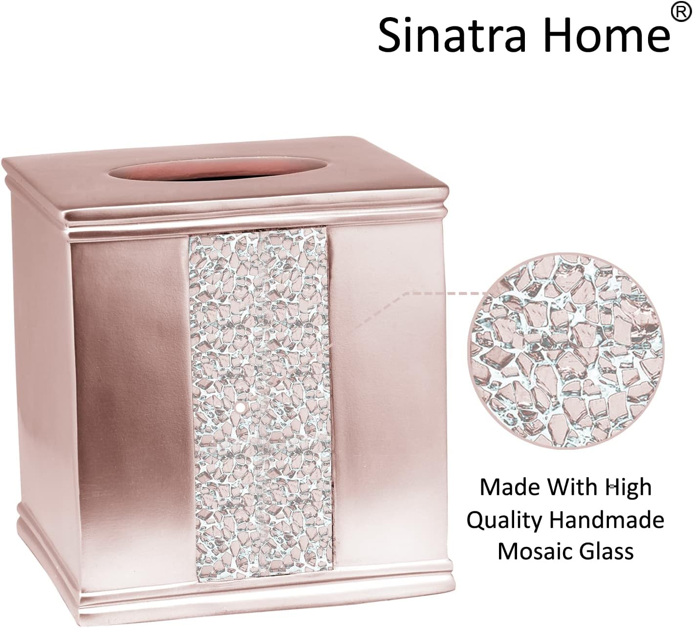 Popular Bath Sinatra Modern Bath Tissue Box Modern Classic Contemporary Decorative Beautiful Designs Bathroom Decor for Home Luxury Bath, Blush