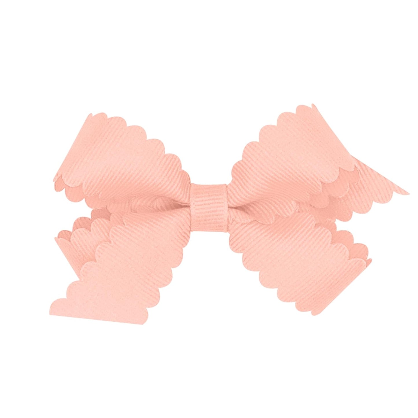 Wee Ones Girls' Classic Grosgrain Hair Bow with Scalloped Edges, No-Slip Hair Clip, Handmade, Light Coral, Mini
