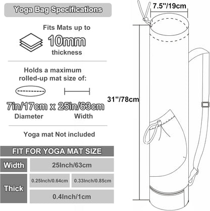 sportsnew Yoga Mat Bag with Water Bottle Pocket and Bottom Wet Pocket, Exercise Yoga Mat Carrier Multi-Functional Storage Bag, Patent pending
