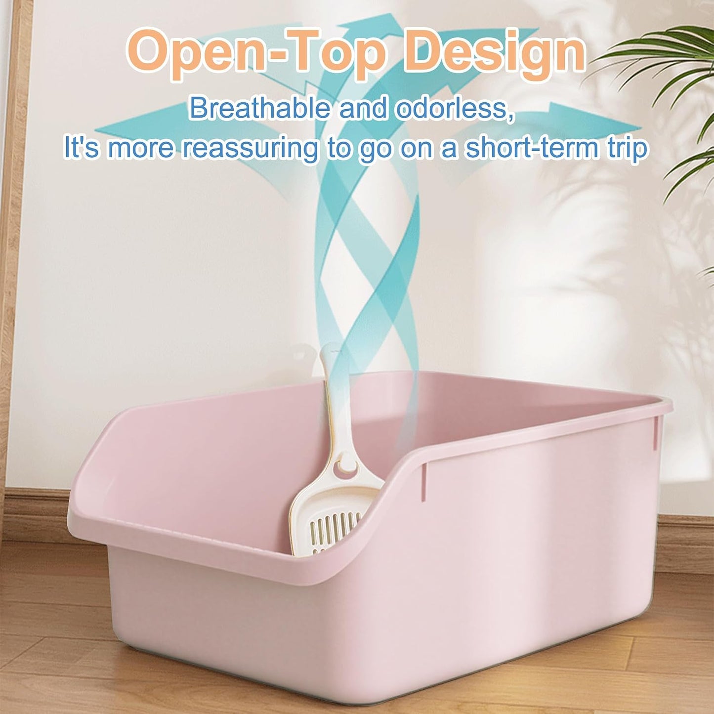Rabbit Litter Box with Low Entry, High Back Splash Guard for Guinea Pigs, Hamsters, Hedgehogs, Chinchillas & Small Animals, Easy Clean Potty Training Pan for Cage (Pink)