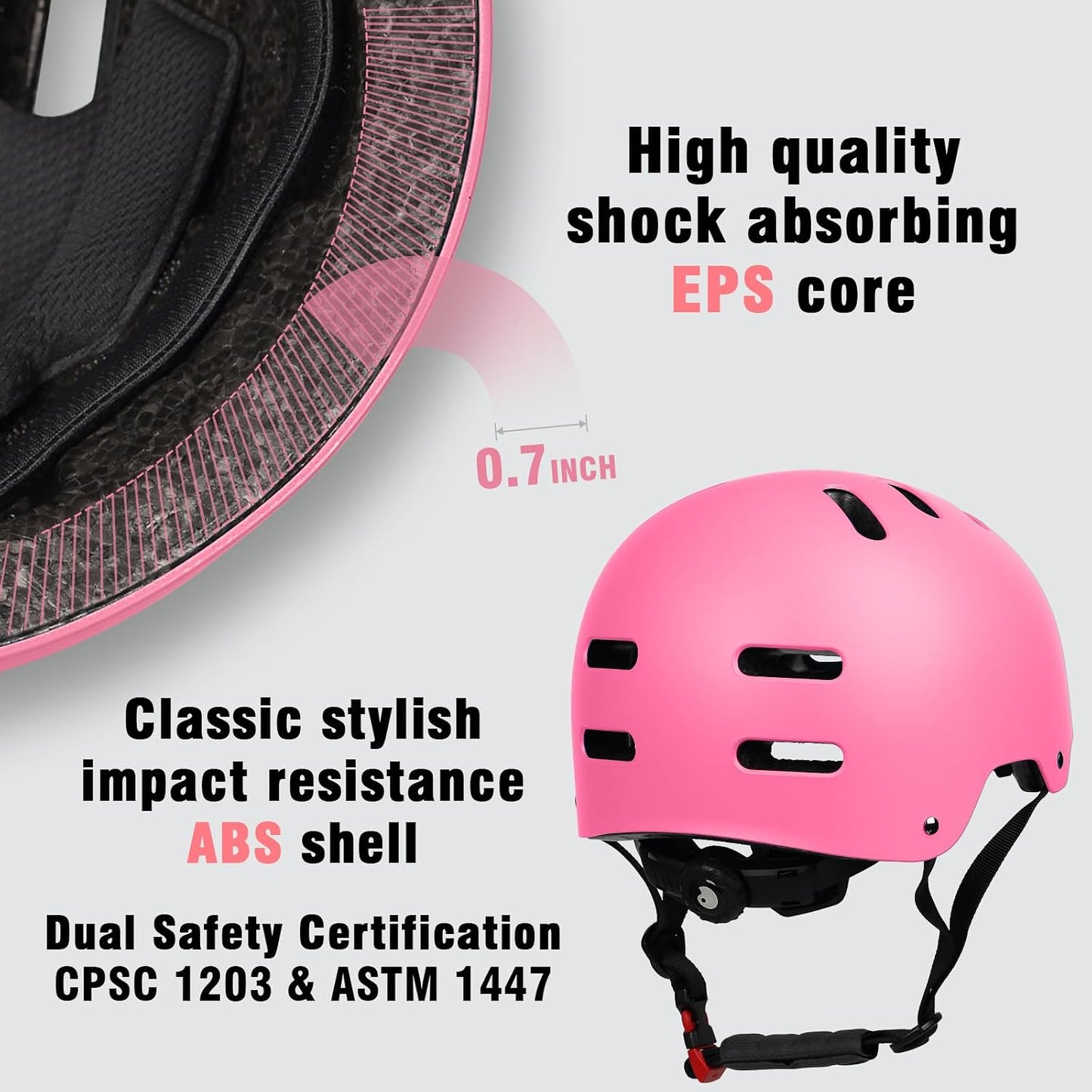 Skateboard Bike Helmet for Adults Women Men Youth Kids (2-3-5-8-14+ Years Boys Girls) - Lightweight Multi-Sport Adjustable Helmets for Bicycle Skateboard Scooter Skate Cycling