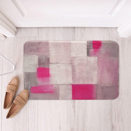 jejeloiu Abstract Bathroom Rugs Pink Ombre Bath Mats Modern Art Bathroom Accessories Luxury Floor Doormats 20"x32" Soft Microfiber
