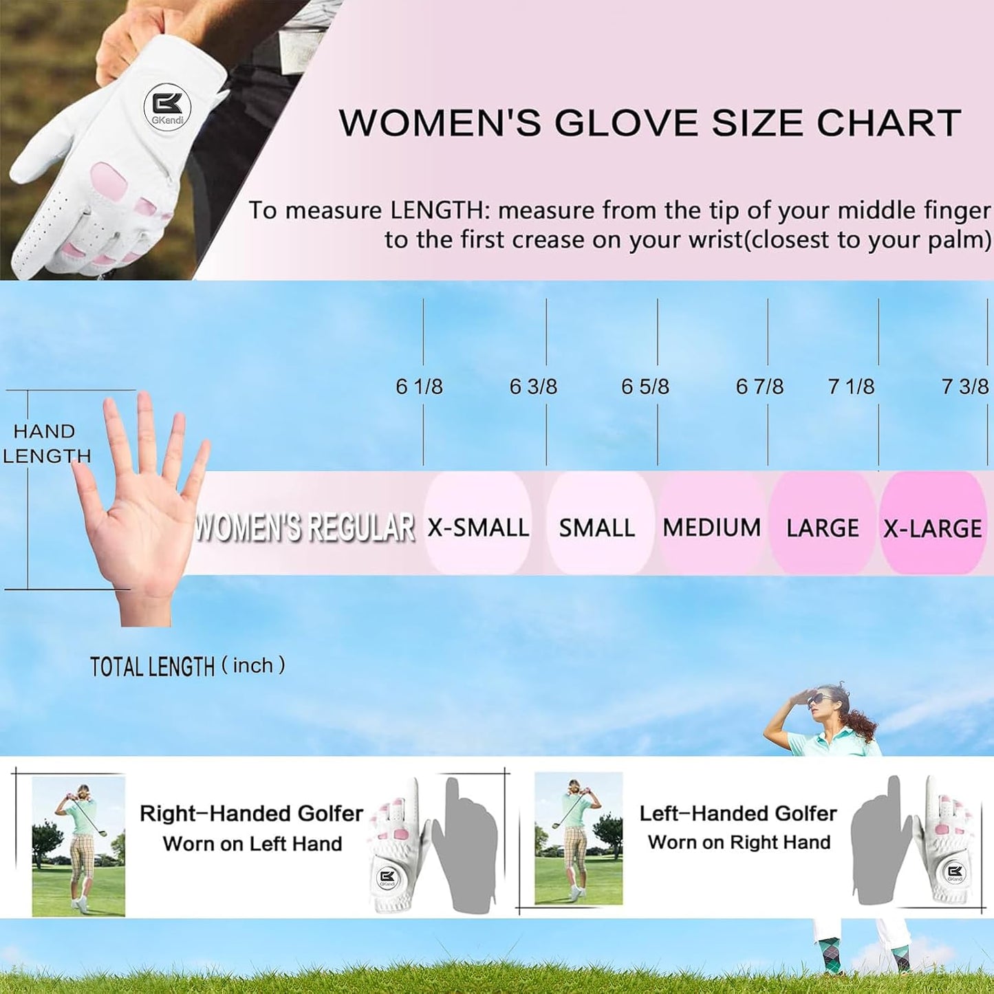 Women Golf Gloves Premium Leather with Magnetic Ball Marker Left Right Hand 1 Pack, Extra Grip for Ladies Comfortable Durable Size Small Medium Large