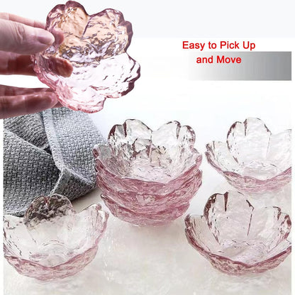 6 Pcs Pink Sakura Sauce Dishes Set, 3.34x1.37 inch Glass Cherry Blossom Dipping Bowls, Small Condiment Dishes for Soy Sauce, Sushi, Ice-Cream,Snacks, and Party Appetizers